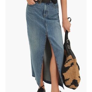 We The Free Blue Denim Maxi Skirt